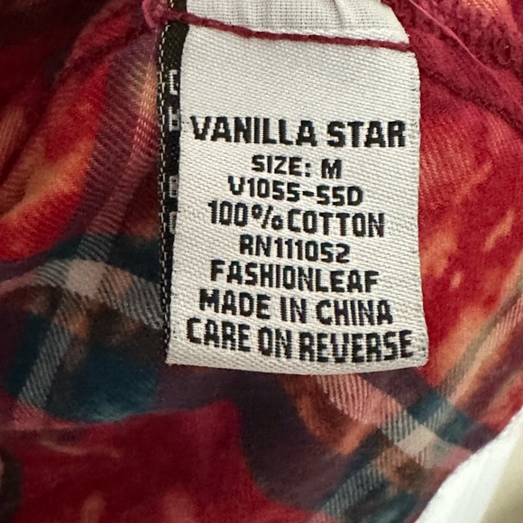 Vanilla Star Distressed Button Down Plaid Shirt Medium - Picture 5 of 8